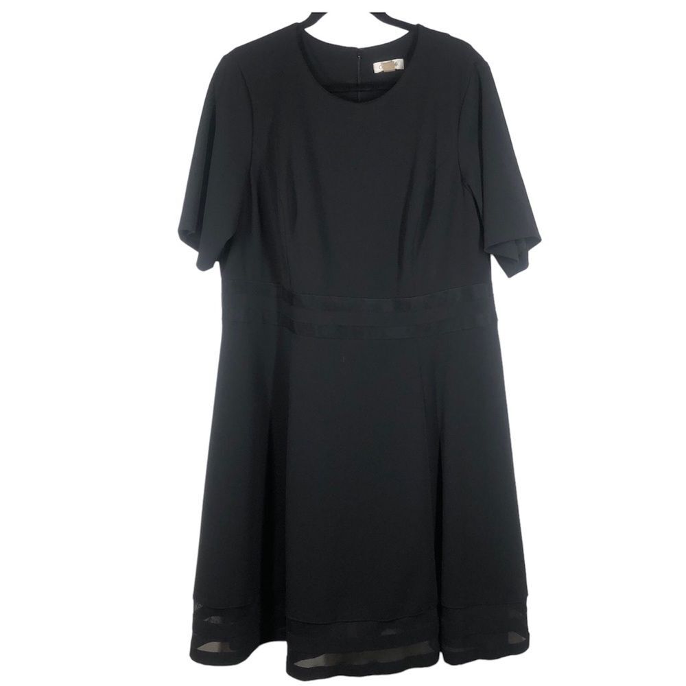 Calvin Klein Black Dress Mesh Illusion Hem Plus Size 16
